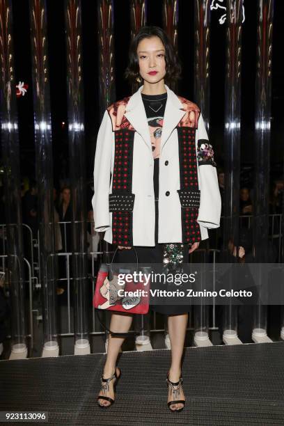 Du Juan attends Prada Fall/Winter 2018 Womenswear Fashion Show on February 22, 2018 in Milan, Italy.