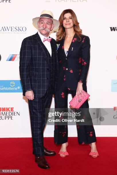 Horst Lichter and his wife Nada Sosinka attends for the Goldene Kamera on February 22, 2018 in Hamburg, Germany.