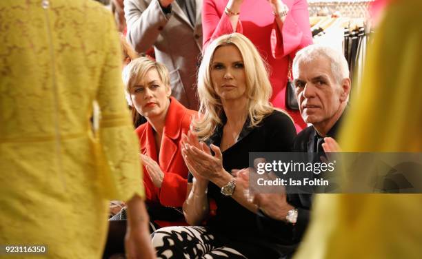 Gesine Cukrowski, Veronica Ferres and Norbert Lock attend the KaDeWe X Marc Cain Fashion Show Spring/Summer Collection 2018 at KaDeWe on February 22,...