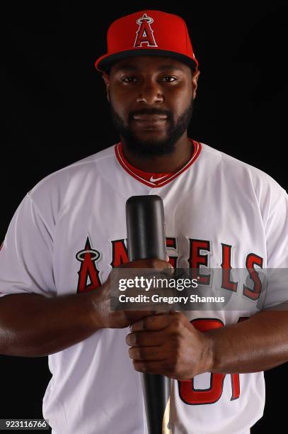 Chris Carter of the Los Angeles Angels poses during Los Angeles Angels Photo Day at Tempe Diablo Stadium on February 22, 2018 in Tempe, Arizona.