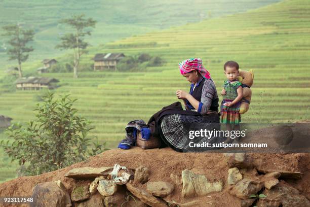 mother and daughter - hmong village stock pictures, royalty-free photos & images