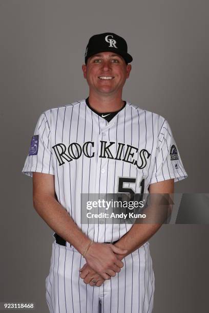 Jake McGee of the Colorado Rockies poses during Photo Day on Thursday, February 22, 2018 at Salt River Fields at Talking Stick in Scottsdale, Arizona.