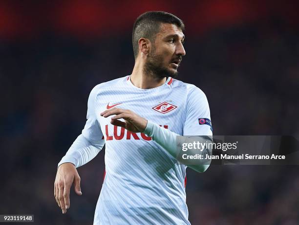 Salvatore Bocchetti of FC Spartak Moskva looks on during UEFA Europa League Round of 32 match between Athletic Bilbao and Spartak Moscow at the San...