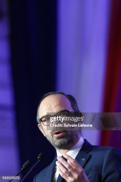 French Prime Minister Edouard Philippe delivers a speech for the opening of the exhibition "Middle-Eastern Christians, 2000 Years of History" at...