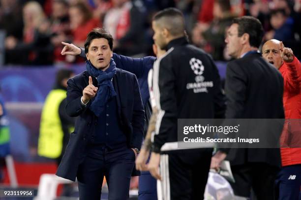 Coach Eduardo Berizzo of Sevilla FC during the UEFA Champions League match between Sevilla v Manchester United at the Estadio Ramon Sanchez Pizjuan...