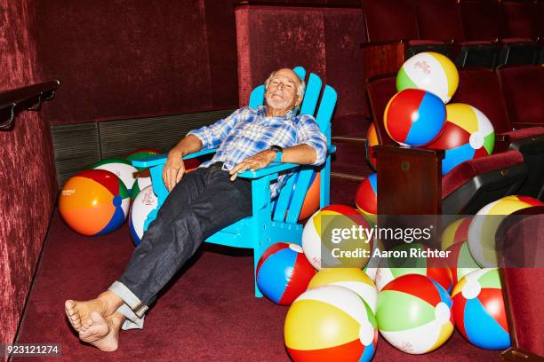 Singer Jimmy Buffett is photographed for New York Times on January 22, 2018 at Marquis Theater in New York City.