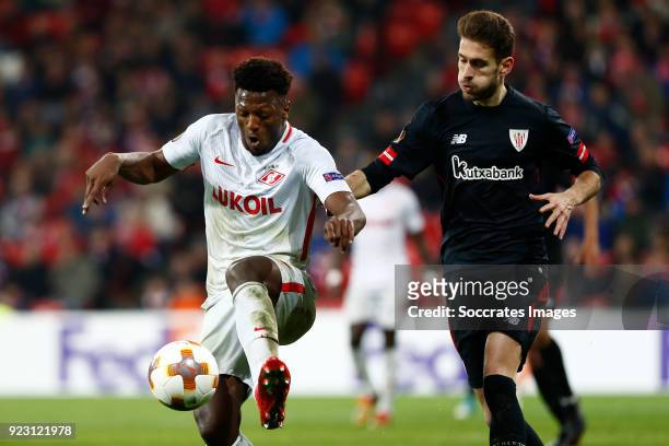 Ze Luis of Spartak Moscow, Enric Saborit of Athletic Bilbao during the UEFA Europa League match between Athletic de Bilbao v Spartak Moscow at the...