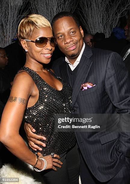Recording artist Mary J. Blige and husband Kendu attend Ne-Yo's 30th Birthday Bash "Cold As Ice" at Cipriani 42nd Street on October 17, 2009 in New...