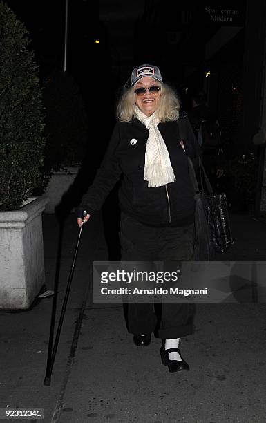 Actress Sylvia Miles walks in the upper eastside on October 23, 2009 in New York City.