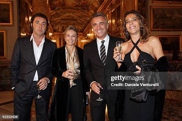 Paolo Sorrentino, guest, Massimo Ghini and guest attend the Gala Dinner in honour of Meryl Streep during Day 9 of the 4th International Rome Film...