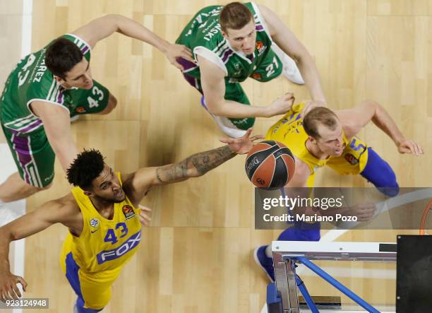 Jonah Bolden, #43 of Maccabi Fox Tel Aviv in action during the 2017/2018 Turkish Airlines EuroLeague Regular Season Round 23 game between Unicaja...