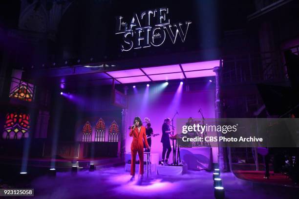 The Late Show with Stephen Colbert and guest Borns during Wednesday's February 21, 2018 show.