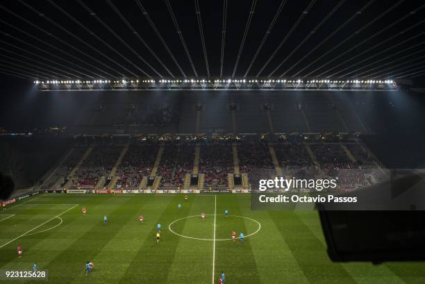 General view of stadium during UEFA Europa League Round of 32 match between Sporting Braga and Marseille at the Estadio Municipal de Braga on...