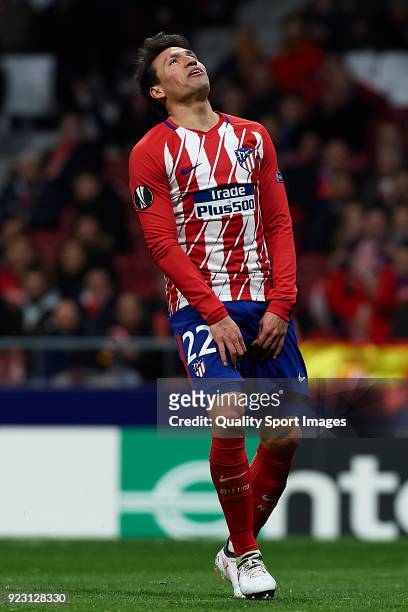 Nicolas Gaitan of Atletico Madrid reacts during UEFA Europa League Round of 32 match between Atletico Madrid and FC Copenhagen at the Wanda...