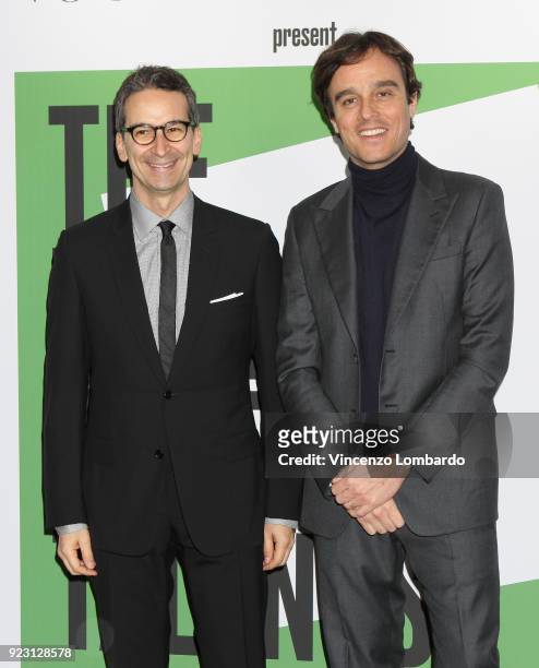 Federico Marchetti and Emanuele Farneti attend the 'The Next Green Talents' event during Milan Fashion Week Fall/Winter 2018/19 on February 22, 2018...