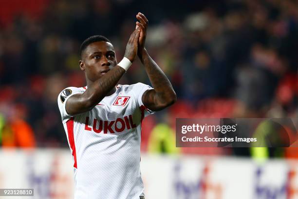 Quincy Promes of Spartak Moscow during the UEFA Europa League match between Athletic de Bilbao v Spartak Moscow at the Estadio San Mames on February...