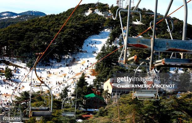 General view shows the ski station in Chrea, known by locals as the "Algerian Chamonix" in Algeria's Blida province on February 16, 2018. Algerians...