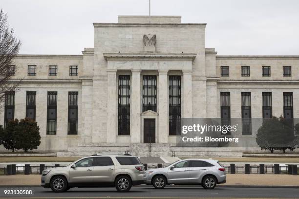 Vehicles pass in front of the U.S. Federal Reserve building in Washington, D.C., U.S. On Thursday, Feb. 22, 2018. Federal Reserve Chairman Jerome...