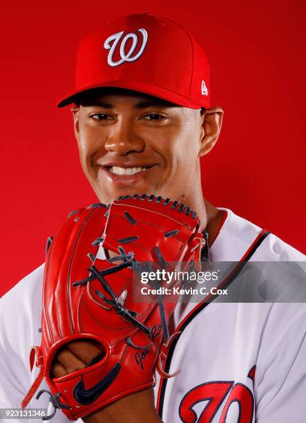 Joe Ross of the Washington Nationals poses for a photo during photo days at The Ballpark of the Palm Beaches on February 22, 2018 in West Palm Beach,...