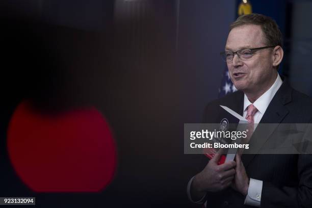 Kevin Hassett, chairman of the Council of Economic Advisors , speaks during a White House press briefing in Washington, D.C., U.S., on Thursday, Feb....