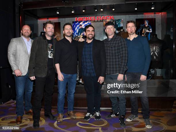 Hard Rock Hotel & Casino Vice President of Entertainment Chas Smith, frontman Chad Kroeger and guitarist Ryan Peake of Nickelback, Hard Rock Hotel &...