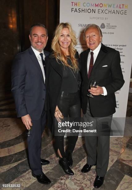 Nick Ede, Melissa Odabash and Harold Tillman attend the VIP preview of the Commonwealth Fashion Exchange exhibition at the High Commission of...