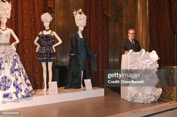 Alexander Downer, Australian High Commissioner to the United Kingdom, speaks at the VIP preview of the Commonwealth Fashion Exchange exhibition at...