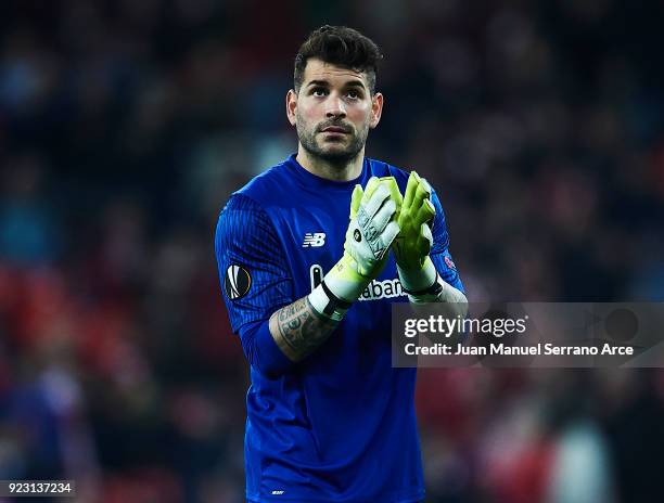 Iago Herrerin of Athletic Club looks on during UEFA Europa League Round of 32 match between Athletic Bilbao and Spartak Moscow at the San Mames...