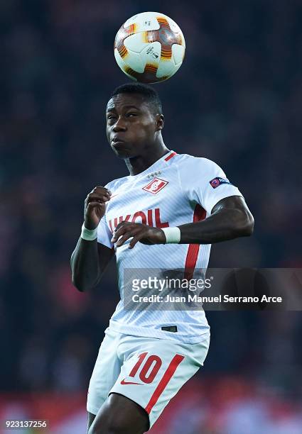 Quincy Promes of FC Spartak Moskva in action during UEFA Europa League Round of 32 match between Athletic Bilbao and Spartak Moscow at the San Mames...