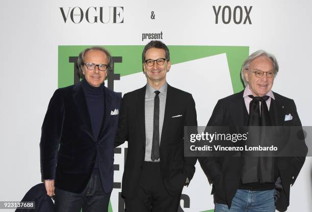 Andrea Della Valle, Federico Marchetti and Diego Della Valle attend the 'The Next Green Talents' event during Milan Fashion Week Fall/Winter 2018/19...