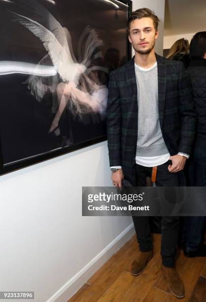 Harvey Newton-Haydon attends a private view of artist Derrick Santini's new exhibition 'Float & Fly' at The Fitzrovia Gallery on February 22, 2018 in...