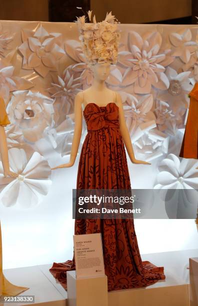 Dress is displayed at the VIP preview of the Commonwealth Fashion Exchange exhibition at the High Commission of Australia on February 22, 2018 in...