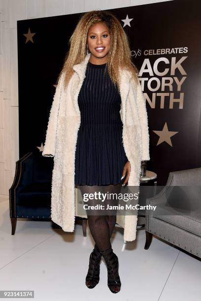 Laverne Cox visits Macy's Herald Square at Macy's Herald Square on February 22, 2018 in New York City.