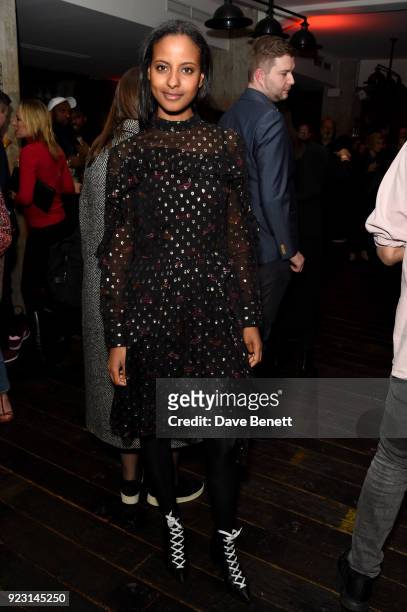 Model Sara Nuru attends the Idris Elba's Yardie Screening After-Party, Berlin IFF at Soho House on February 22, 2018 in Berlin, Germany.