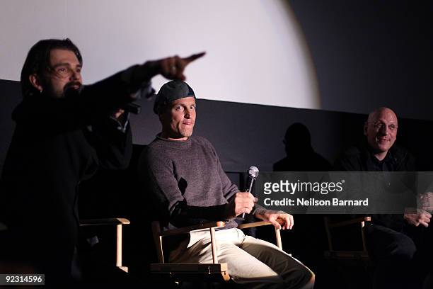 Actor Woody Harrelson attends a Q&A after the screening of The Messenger as part of the CMJ Film Festival at Clearview Chelsea Cinemas on October 23,...
