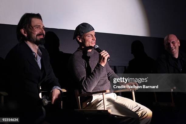 Actor Woody Harrelson attends a Q&A after the screening of The Messenger as part of the CMJ Film Festival at Clearview Chelsea Cinemas on October 23,...