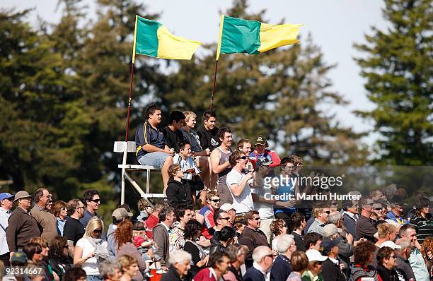 Mid Canterbury fans show their support for their team during the Heartland Championship Semi-Final match between Mid Canterbury and South Canterbury...