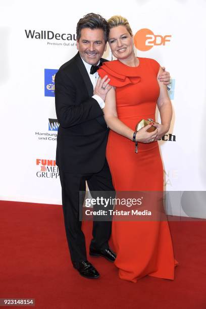 Thomas Anders and his wife Claudia Hess attend the Goldene Kamera on February 22, 2018 in Hamburg, Germany.