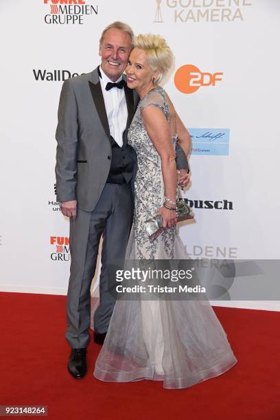 Joerg Wontorra and his wife Heike Wontorra attend the Goldene Kamera on February 22, 2018 in Hamburg, Germany.
