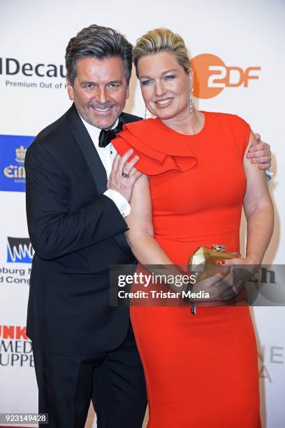 Thomas Anders and his wife Claudia Hess attend the Goldene Kamera on February 22, 2018 in Hamburg, Germany.