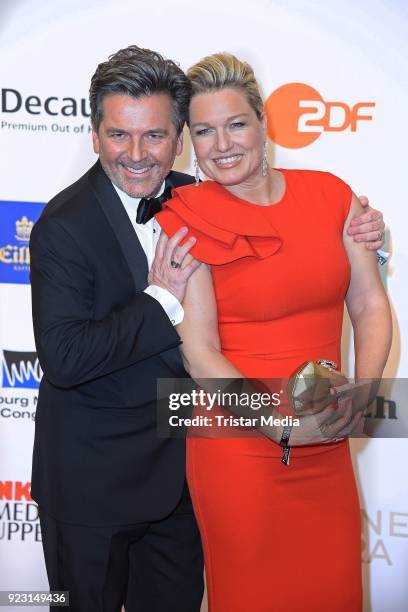 Thomas Anders and his wife Claudia Hess attend the Goldene Kamera on February 22, 2018 in Hamburg, Germany.