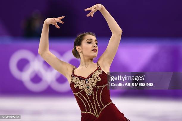 Switzerland's Alexia Paganini competes in the women's single skating free skating of the figure skating event during the Pyeongchang 2018 Winter...