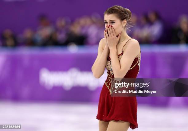 Alexia Paganini of Switzerland competes during the Ladies Single Skating Free Skating on day fourteen of the PyeongChang 2018 Winter Olympic Games at...