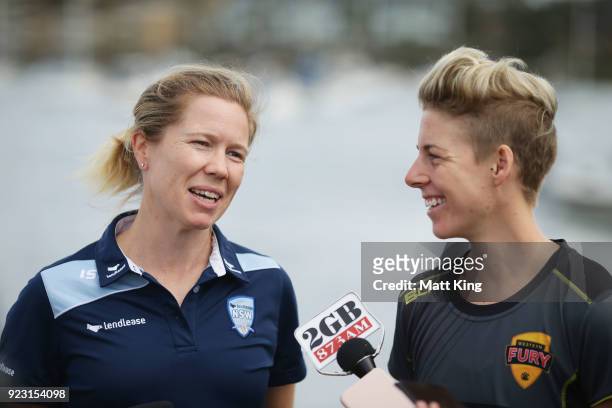 New South Wales captain Alex Blackwell and Western Australia captain Elyse Villani speak to the media during a WNCL Final Media Opportunity at...