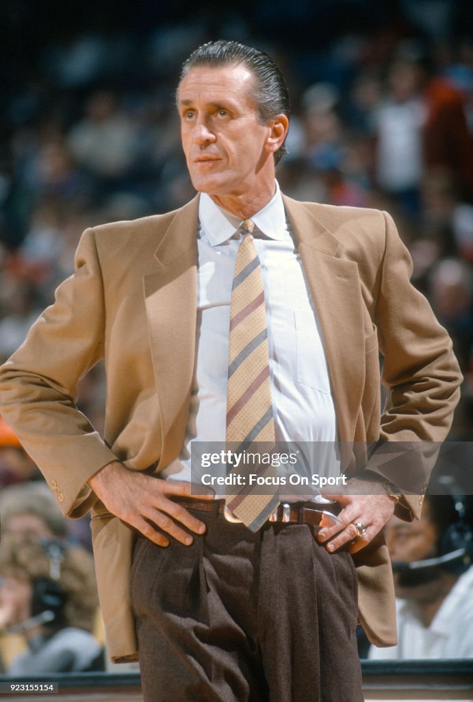Charles Riley Coach Head Coach Pat Riley of the New York Knicks looks on against the ...