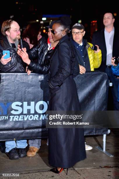 Lupita Nyong'o is seen at the Daily Show with Trevor Noah Studio on February 22, 2018 in New York City.