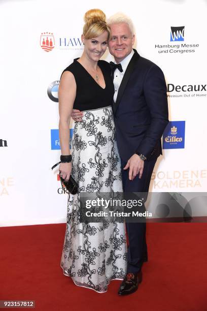 Guido Cantz and his wife Kerstin Ricker attend the Goldene Kamera on February 22, 2018 in Hamburg, Germany.