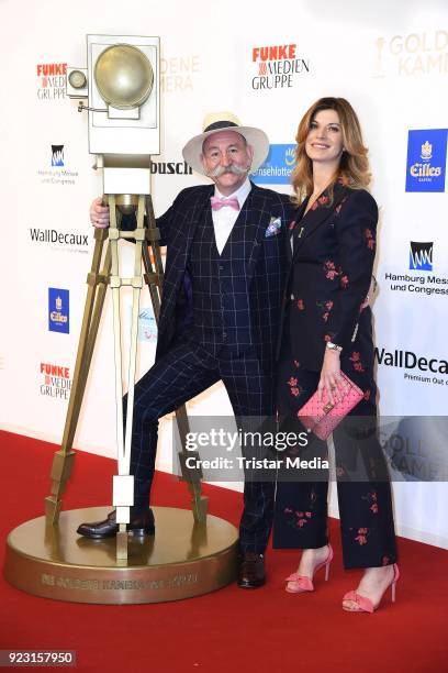 Horst Lichter and his wife Nada Sosinka attend the Goldene Kamera on February 22, 2018 in Hamburg, Germany.