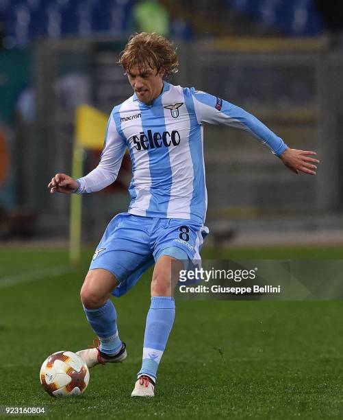 Dusan Basta of SS Lazio in action during UEFA Europa League Round of 32 match between Lazio and Steaua Bucharest at the Stadio Olimpico on February...