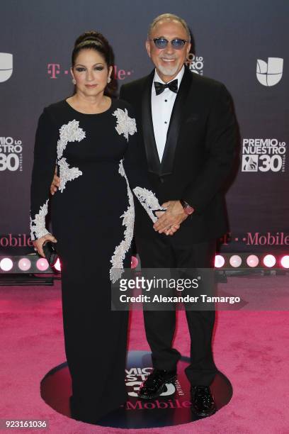 Gloria Estefan and Emilio Estefan attend Univision's 30th Edition Of "Premio Lo Nuestro A La Musica Latina" at American Airlines Arena on February...